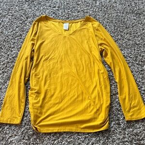 Women's Yellow Maternity Long Sleeve Shirt